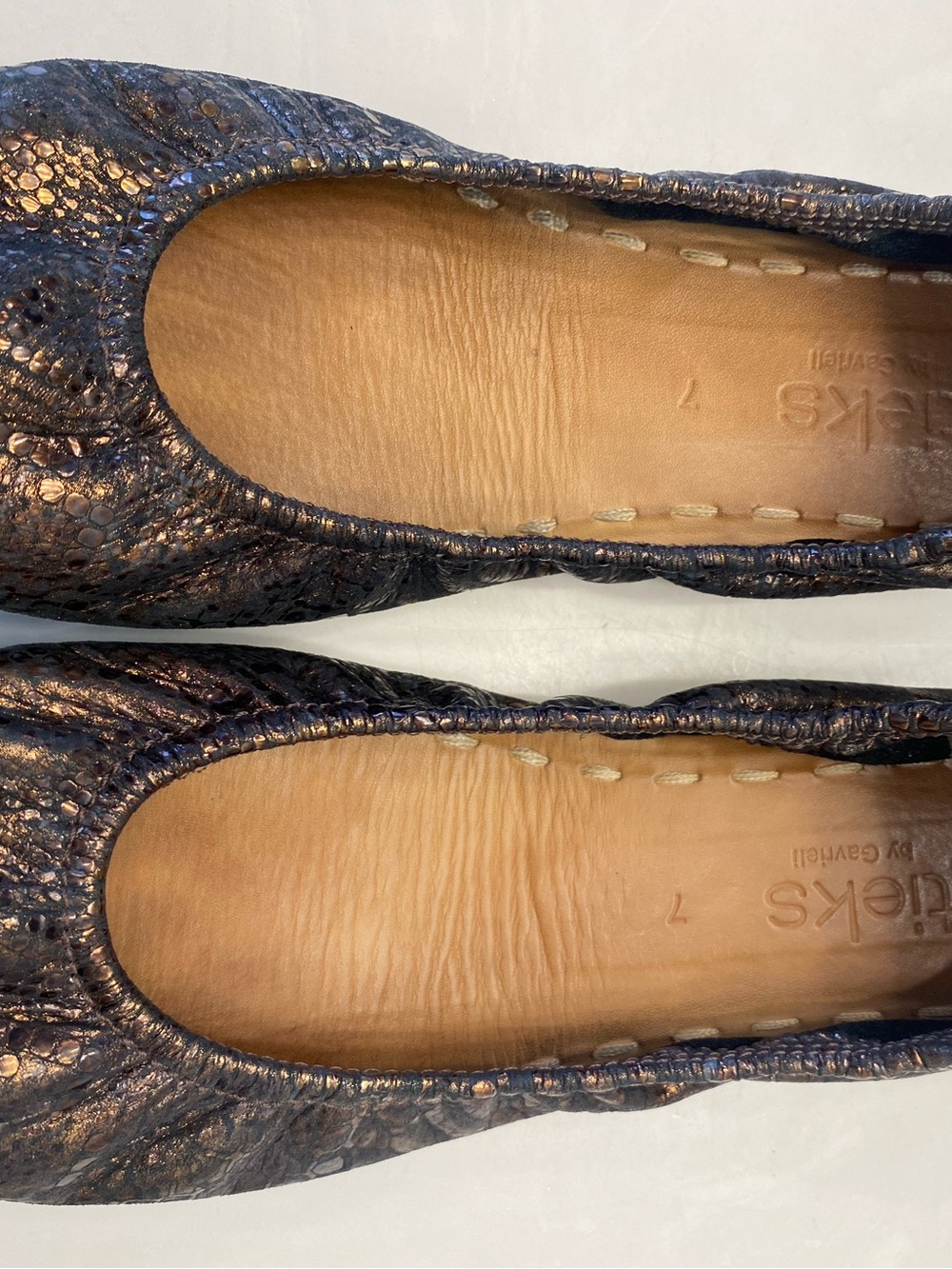 Tieks Women's Metallic Textured Ballet Flats in Ember - Picture 7 of 8